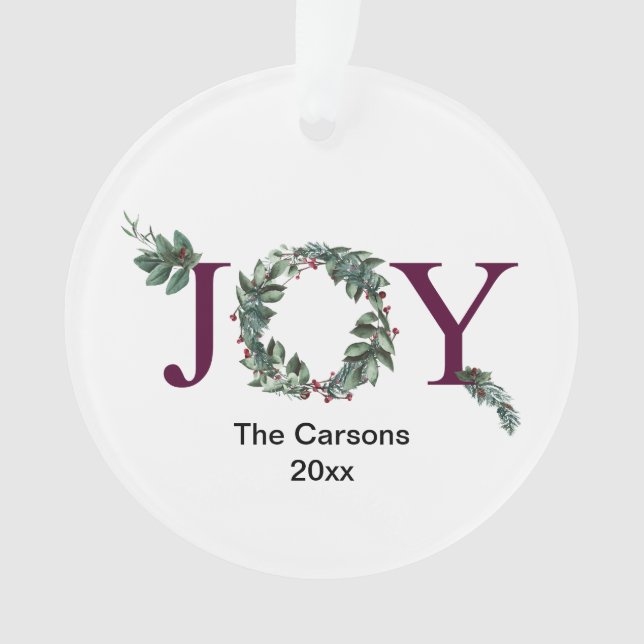 Ornamento Joy for the holidays ornament frosted (Frente)