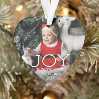 Ornamento "JOY" Foto personalizada de luxo elegante de Natal