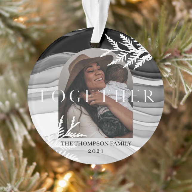 Ornamento Juntos Foto de Natal Japandi moderna e mínima (Árvore)