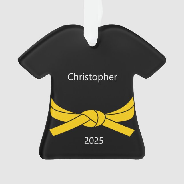 Ornamento Karate amarelo personalizado (Frente)