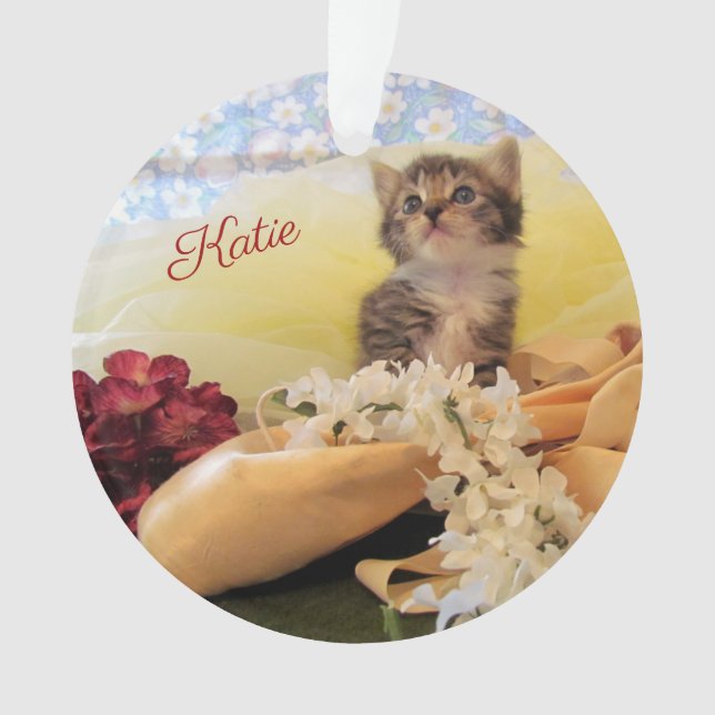 Ornamento Kate personalizada Ballerina Kitten - Acrílico (Frente)