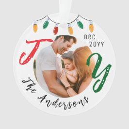 Ornamento Keepsawn Foto da Família Branca Alegria Festiva Na