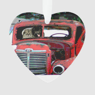 Ornamento Keeshond Christmas Old Truck Painting Art