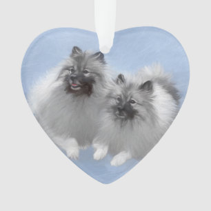 Ornamento Keeshond Pair de Kees pintando Arte Animal Origina