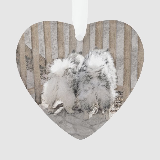 Ornamento Keeshonds na Pintura de Portão - Arte de Cachorro  (Frente)