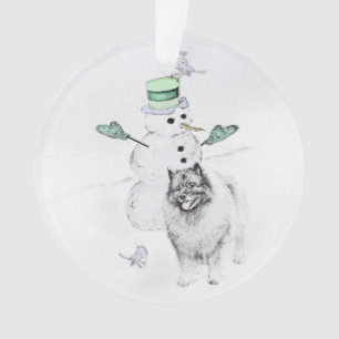 Ornamento Kehond Christmas Snowman Painting Dog Art