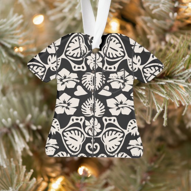 Ornamento Keoni Havaiano Monstera Leaf Damask Aloha Shirt (Árvore)