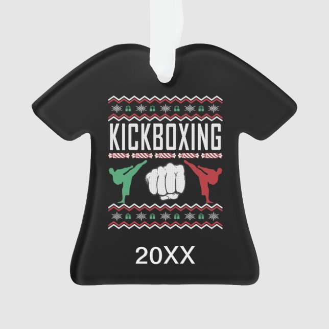 Ornamento Kickboxe personalizado doce de Natal feio (Frente)
