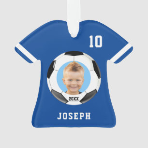 Ornamento Kids espory Blue Photo Soccer Jersey Ornament