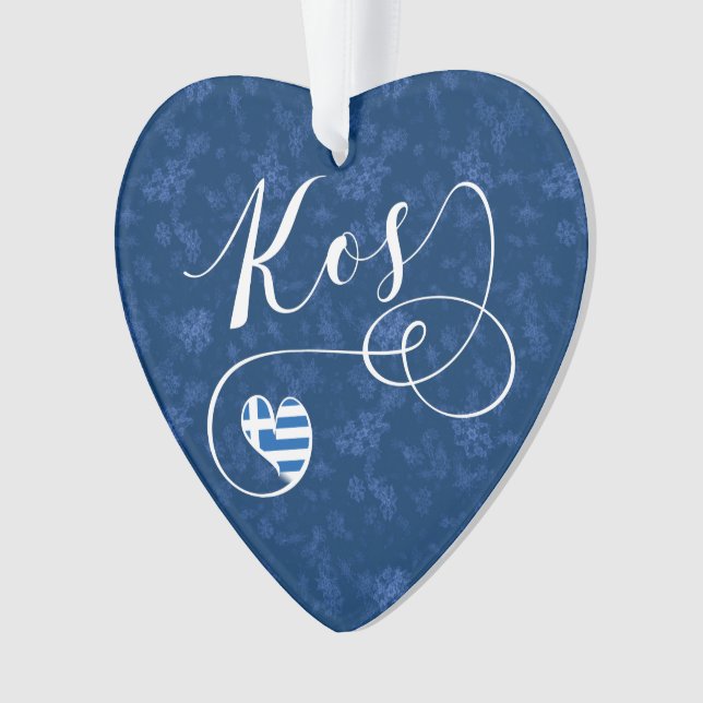Ornamento Kos Heart In Flag, Grécia, Eu Amo Kos (Frente)