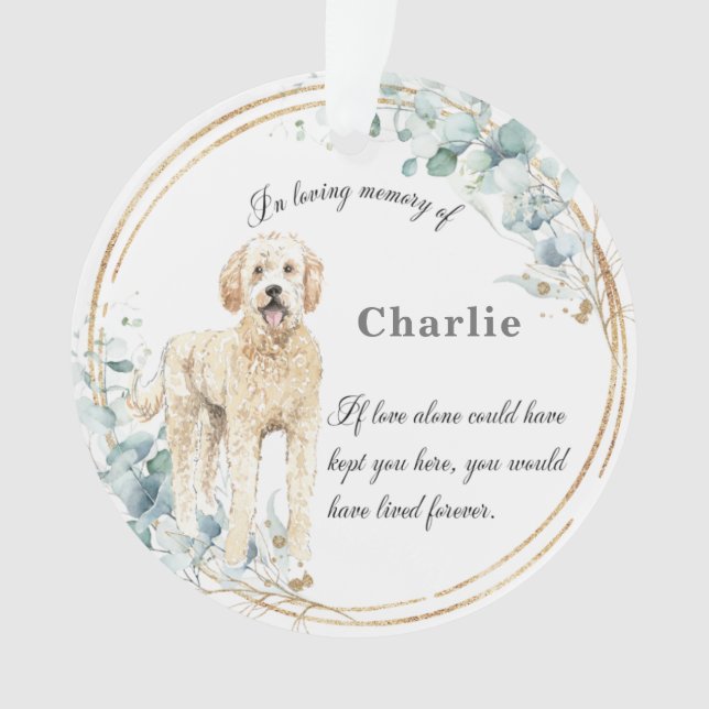 Ornamento Labradoodle Em Memória Nome Natal   (Frente)