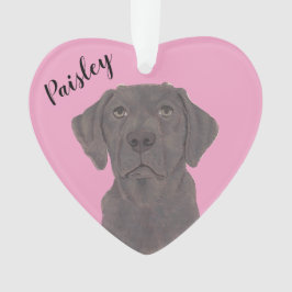 Ornamento Labrador de Chocolate Rosa Personalizado