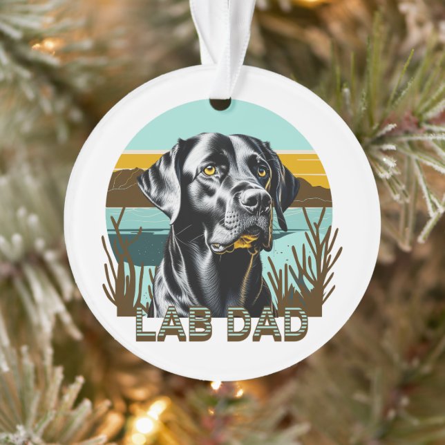 Ornamento Labrador Retriever Preto | Pai do Lab (Árvore)