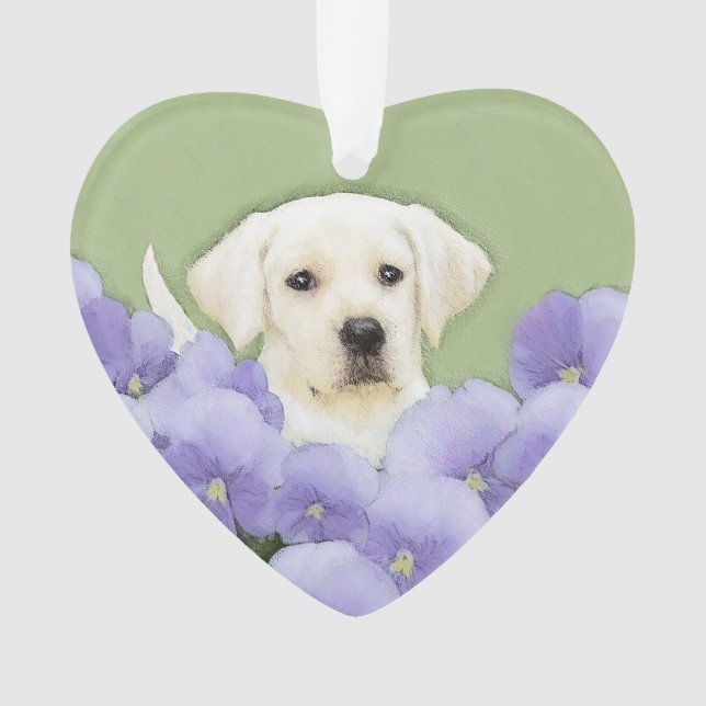 Ornamento Labrador Retriever Puppy Pintura Original (Frente)