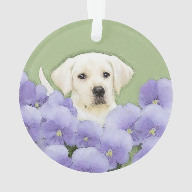 Ornamento Labrador Retriever Puppy Pintura Original (Verso)