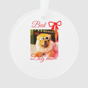 Ornamento Laço vermelho melhor cachorro mãe pai foto nome do