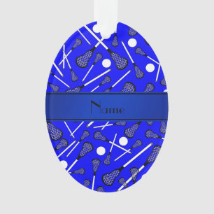Ornamento Lacrosse azul conhecido personalizado