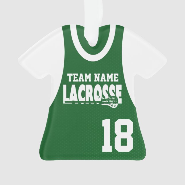 Ornamento Lacrosse Sports Jersey Green com número (Frente)