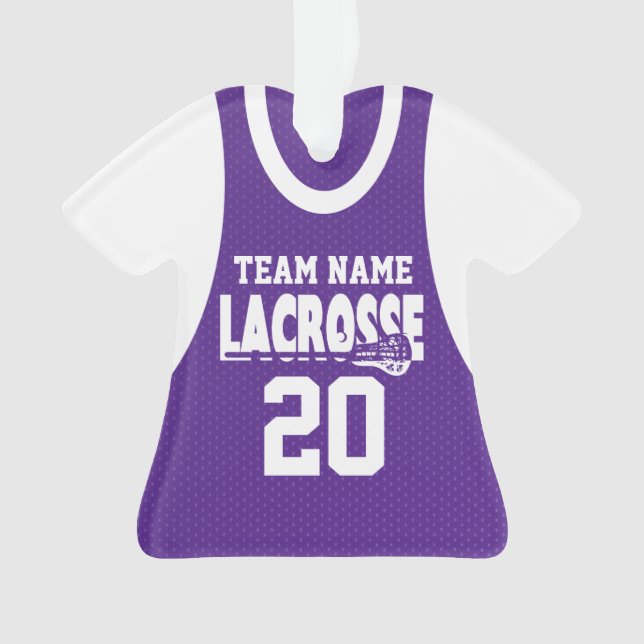 Ornamento Lacrosse Sports Jersey Purple com foto (Frente)