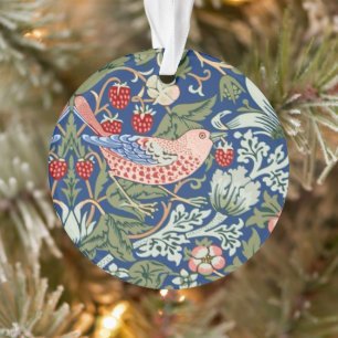 Ornamento Ladrão de Morango William Morris Azul Marinho Cora