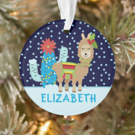 Ornamento Lama de Natal Bonita com Nome