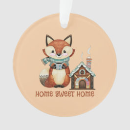 Ornamento Lar doce lar Raposa adorável com café
