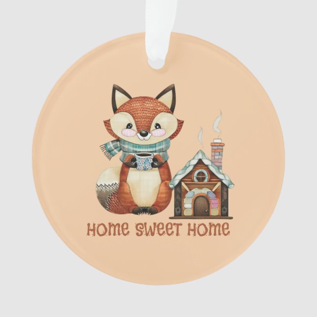 Ornamento Lar doce lar Raposa adorável com café (Frente)
