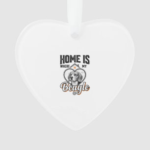 Ornamento Lar é Onde Está Meu Beagle é Design de Cachorro Vi