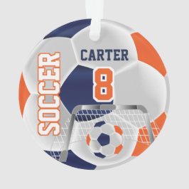 Ornamento Laranja, Branco e Azul Escuro Personalizar ⚽ de Fu