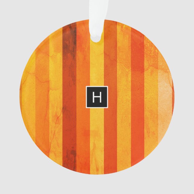 Ornamento Laranja Vermelho Laranja Quente Monograma (Frente)
