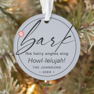 Ornamento Latido de Script Moderno de Natal Dusty Foto de Ca