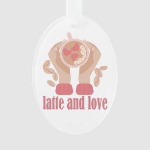 Ornamento Latite e xícara de amor, mãos e café
