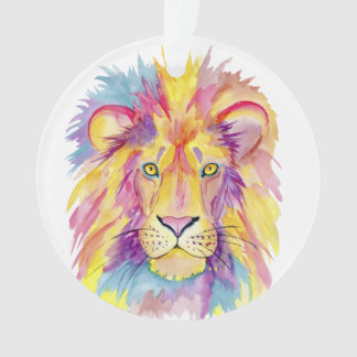Ornamento Leão Colorido de Aquarela