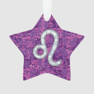 Ornamento Leão Zodiac - Sinal na Camo Digital da Fúchsia R