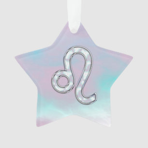 Ornamento Leão Zodíaco - Sinal de Pastels Nacre Style Impr
