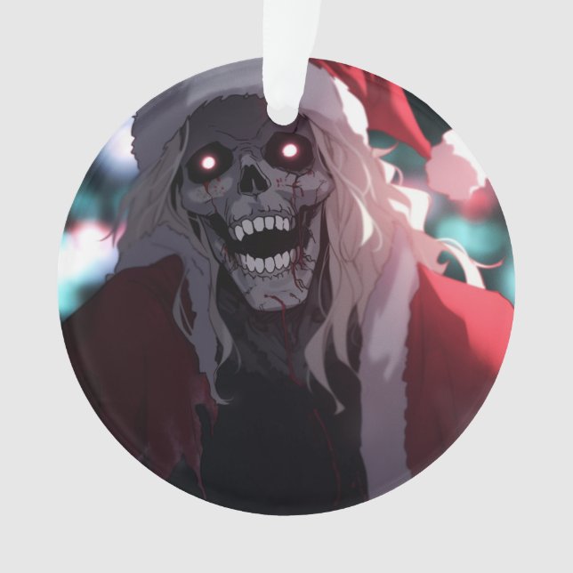 Ornamento Legal Assustador Caveira Santa Claus Xmas (Frente)