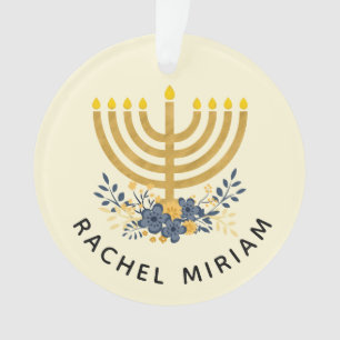 Ornamento Lembrança datado do Hanukkah do bebê azul &