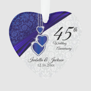 Ornamento Lembrança de 45 anos de casamento de safira 3