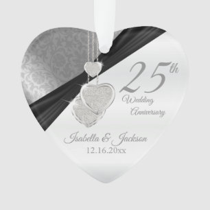 Ornamento Lembrança de Bodas de Prata de 25 anos