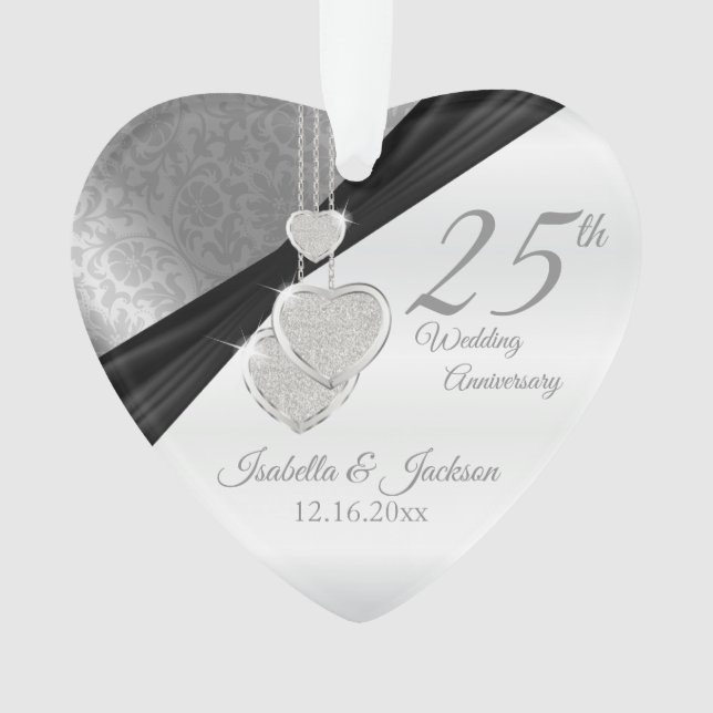 Ornamento Lembrança de Bodas de Prata de 25 anos (Frente)