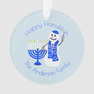 Ornamento Lembrança de Menorah Chrismukkah do boneco de nev
