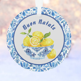 Ornamento Lemon Mediterranean Buon Natale Azulejo Blue Toile