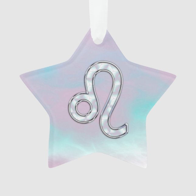 Ornamento Leo Zodiac - Sinal de Pastels Nacre Style Impressã (Frente)