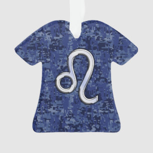 Ornamento Leo Zodiac - Sinal no Marinho Blue Digital Camo