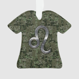 Ornamento Leo Zodiac - Sinal sobre a Camuflagem Digital Verd