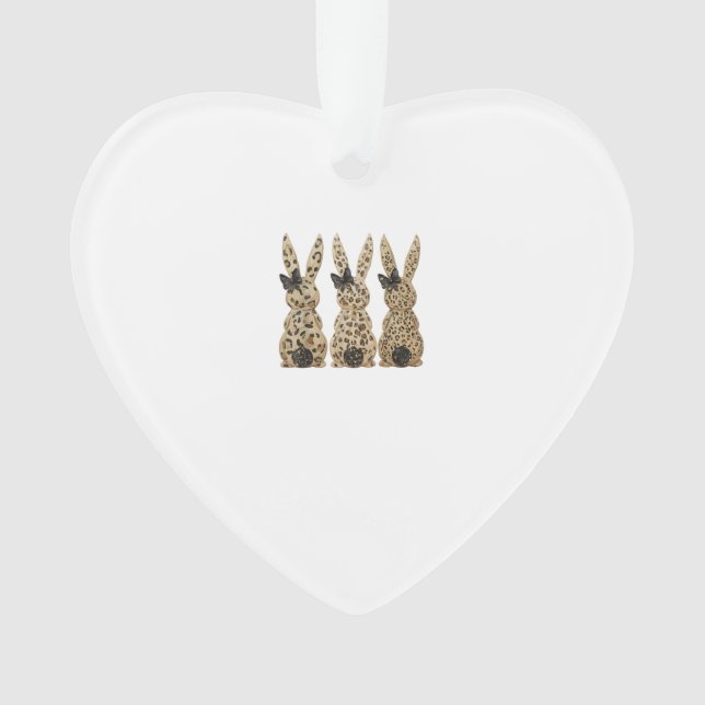 Ornamento Leopard Cute Bunny Bow Funny Christian Easter Day  (Frente)