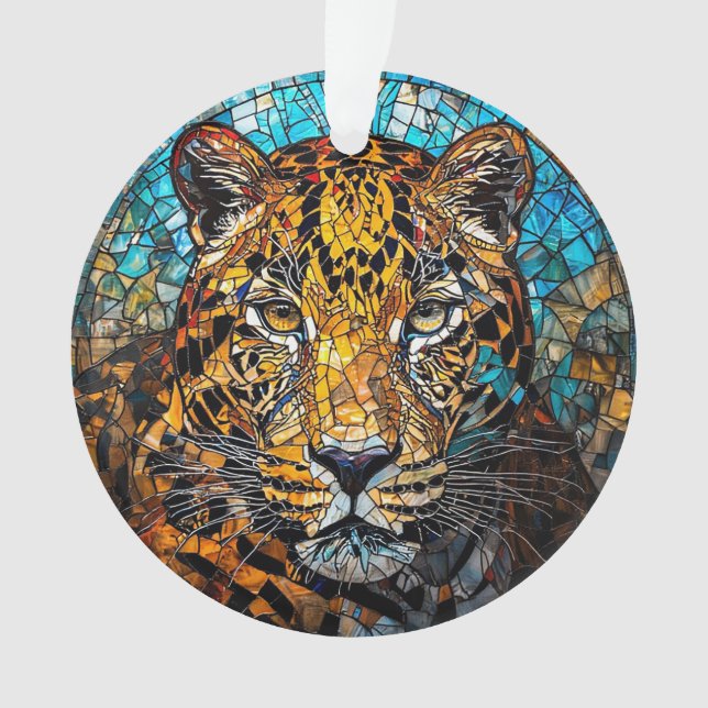 Ornamento Leopardo Dupla Tone Brilho ❄️ Artístico Quente & F (Frente)