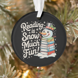 Ornamento Ler É Diversão de Neve Livros de Boneco de Neve Na