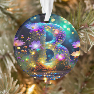 Ornamento Letra B floral brilhante