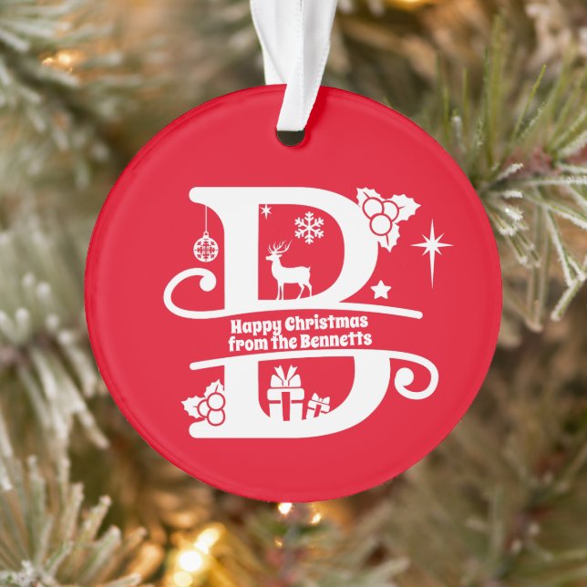 Ornamento Letra B Monograma Nome da Família Inicial Saudação (Árvore)